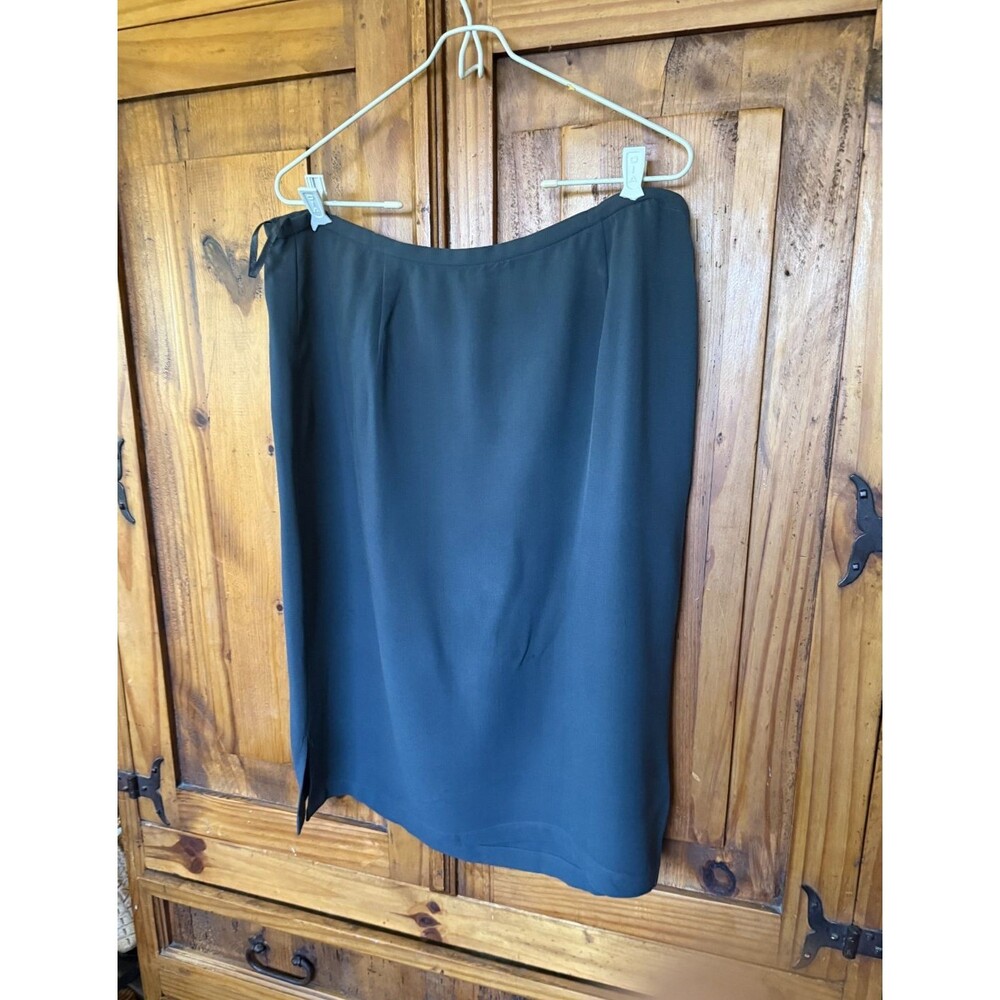 NWOT Eileen Fisher Gray 100% Silk Flat Front Double Side Slit Zip Skirt Size L